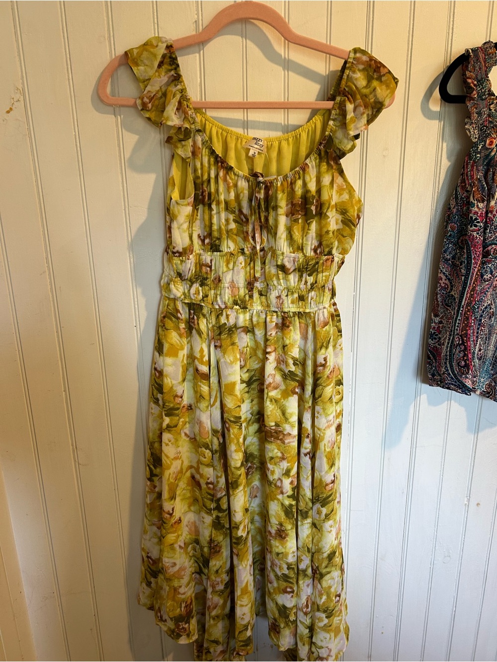 Yellow Floral Maxi Dress with Ruffle Sleeves